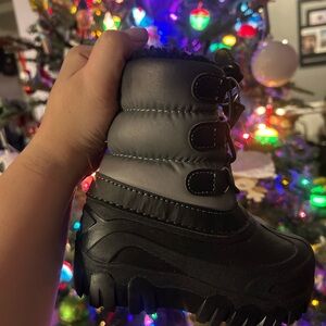 Kids Black and Gray Winter Boots